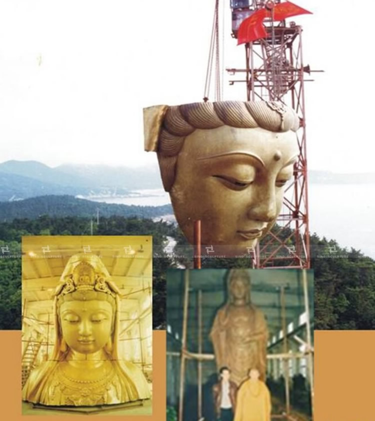 Clay mold and instalaltion stage of the big guanyin buddha sculptures