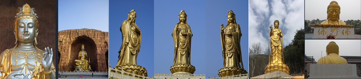 golden Bodhisattva sculptures 