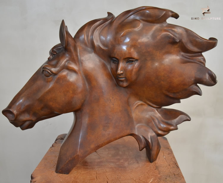 bronze horse head statue 