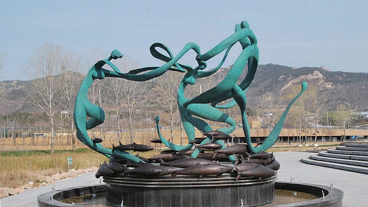Dancing bronze casting Statue for Qingdao Expo. 2014