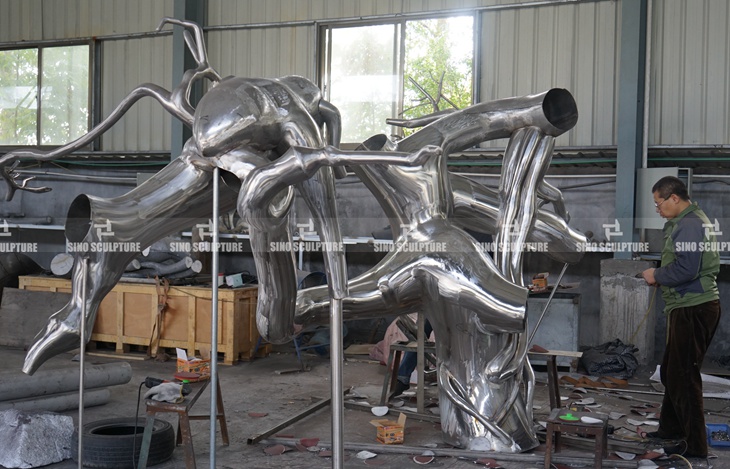 stainless steel tree statue fabrication