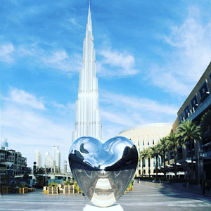Custom Mirror Stainless Steel Heart Sculpture in Dubai 