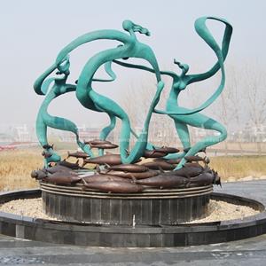 Bronze figure sculpture with patina