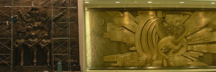 custom bronze sculpture relief for army and bank