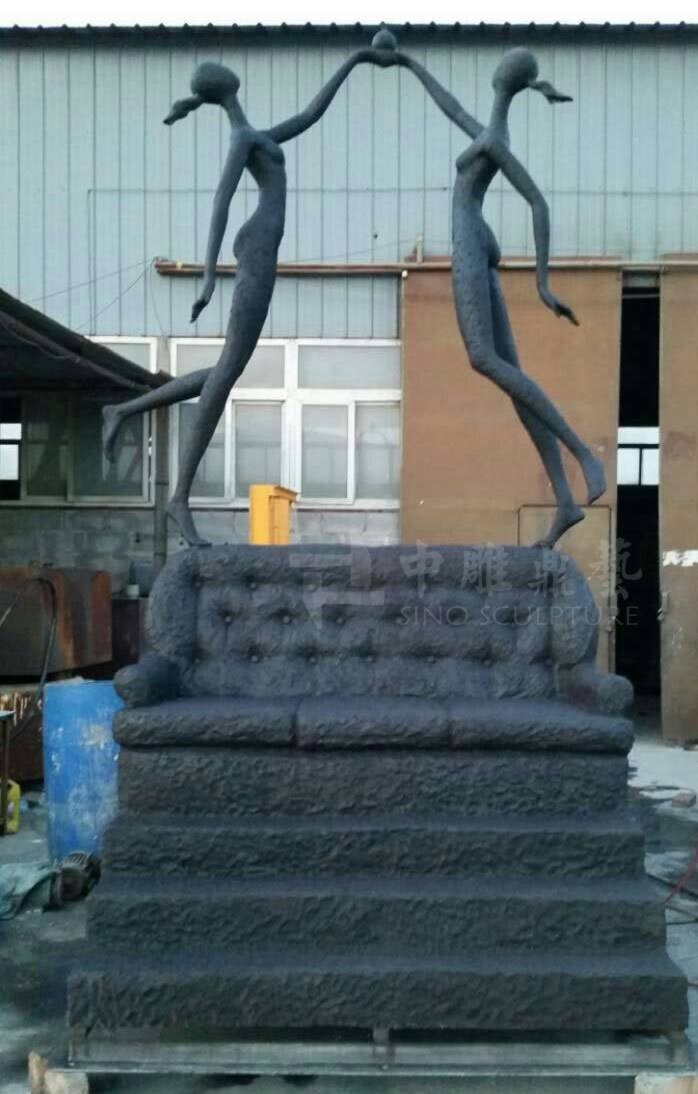 after black color patina of the bronze sculpture