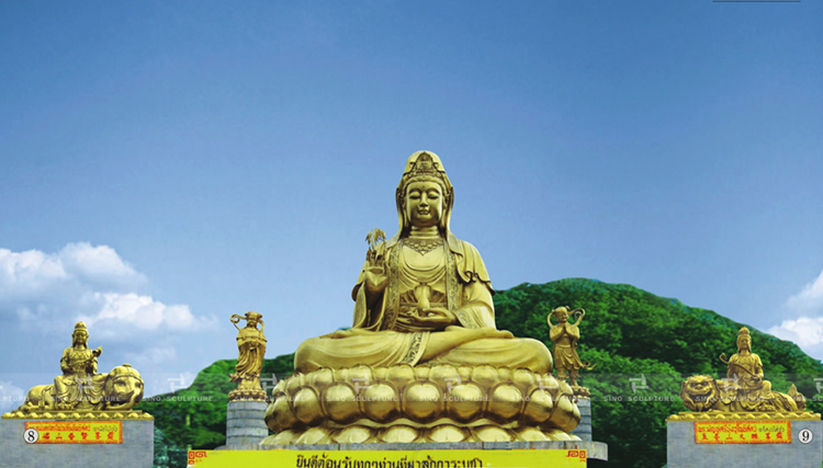 Sitting Mounted Bronze casting buddha Guanyin Sculpture