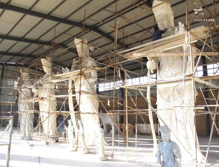 1:1 scale plaster model for large bronze Buddha sculpture production