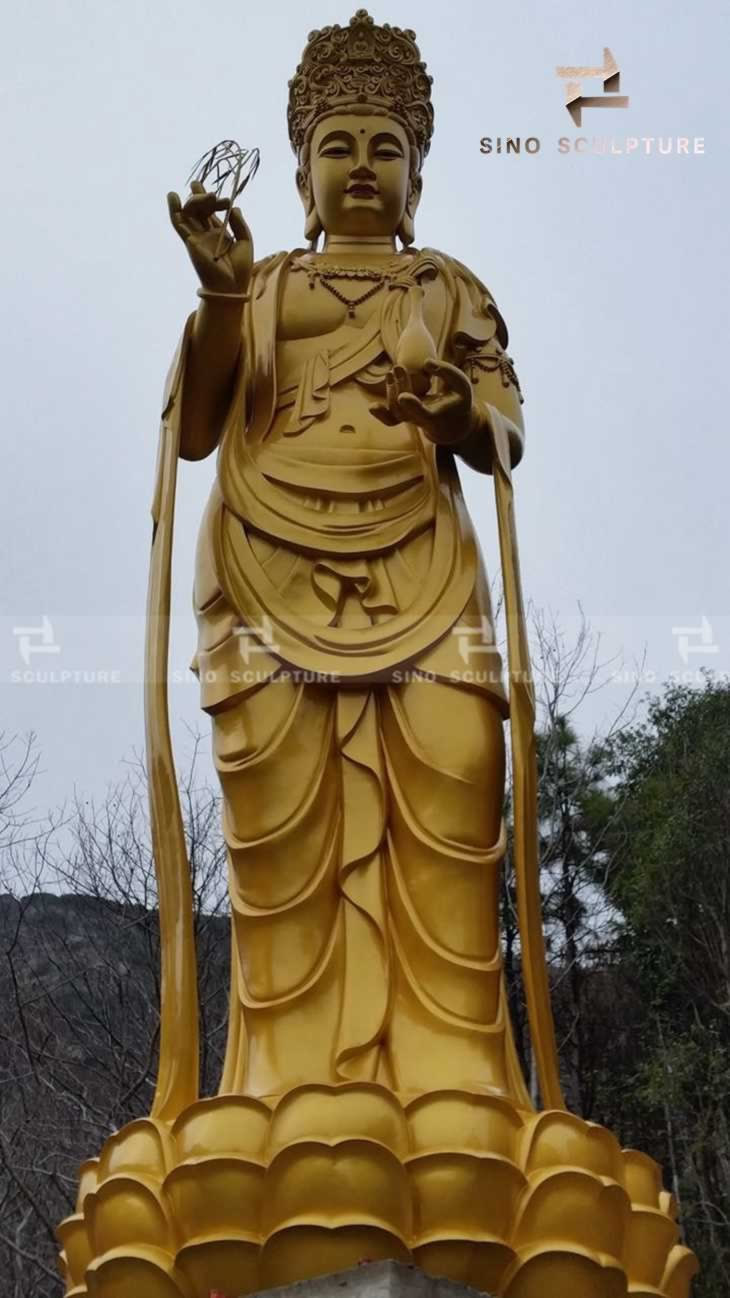 lacquer Coated bronze Bodhisattva Guanyin Statue