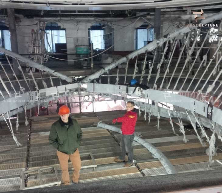 installation of stainless steel atrium sculpture