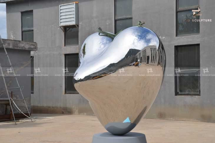 Mirror stainless steel heart sculpture for sale