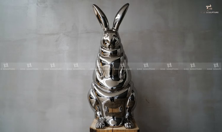 mirror polished rabbit sculpture, Chinese foundry