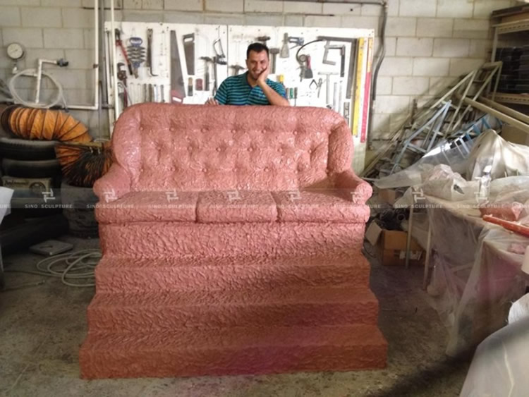 sculptor Ayad and his sofa fibglass model