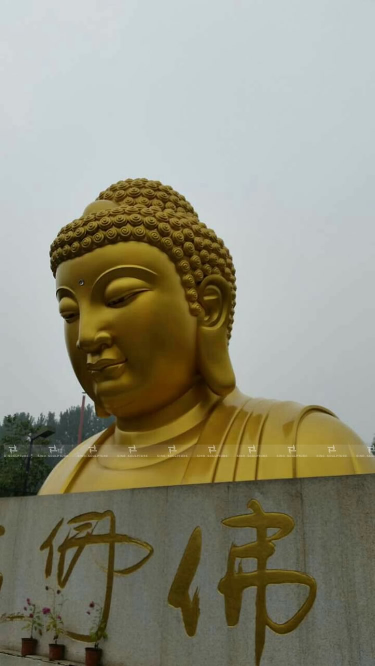 Final site View of the Buddha Statue head sculpture