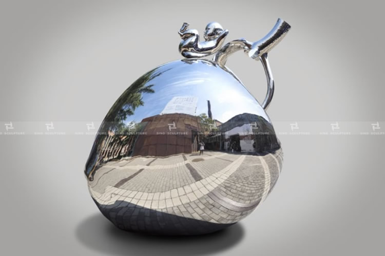 mirror stainless steel apple sculpture