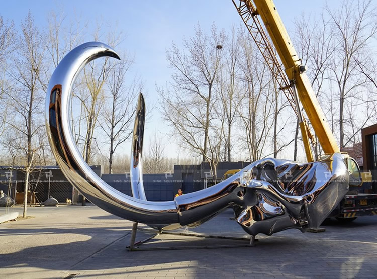 mirror stainless mammoth skull sculpture 