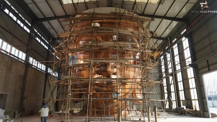 bronze panel forging for the head of the large bronze Buddha statue