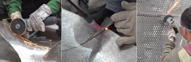 polishing and welding of the stainless steel urban statue