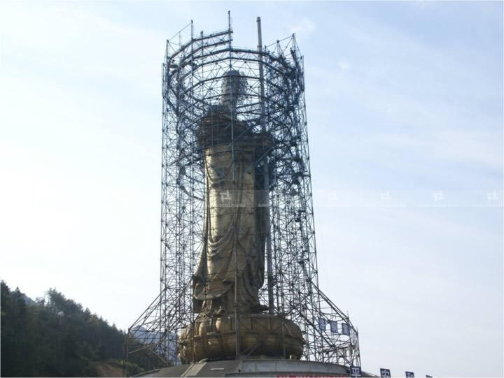 overall view of the 108 meters high large bronze Buddha sculpture