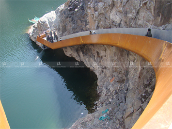 curved corten steel plank stair 