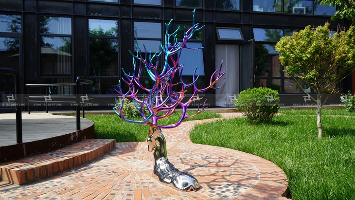 colorful Titaniumn plated color stainless steel sculptures customized from Artist sculptor 