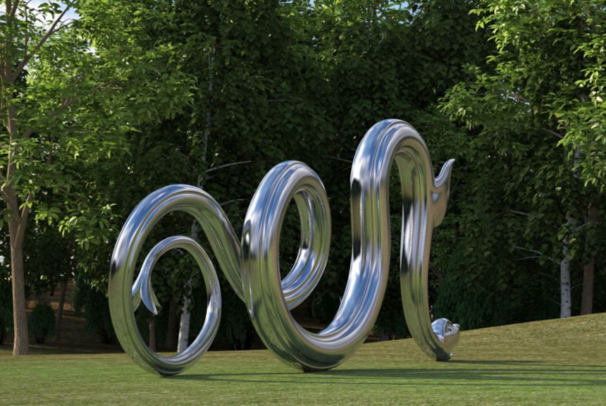 3D rendering of the stainless steel snake sculpture 