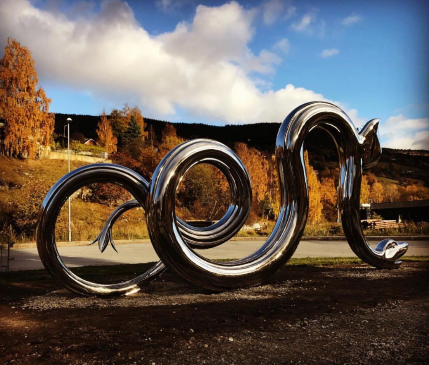 mirror stainless steel snake Sculpture