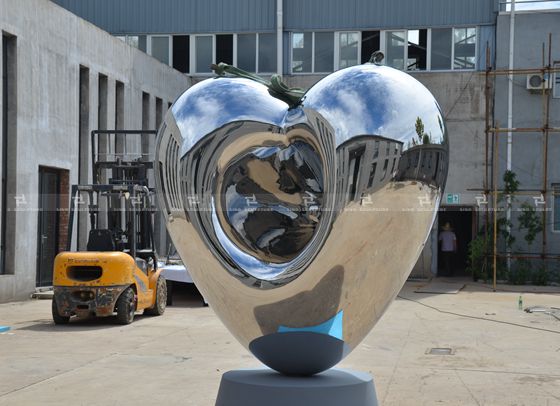 mirror poished stainless steel sculpture heart love me 