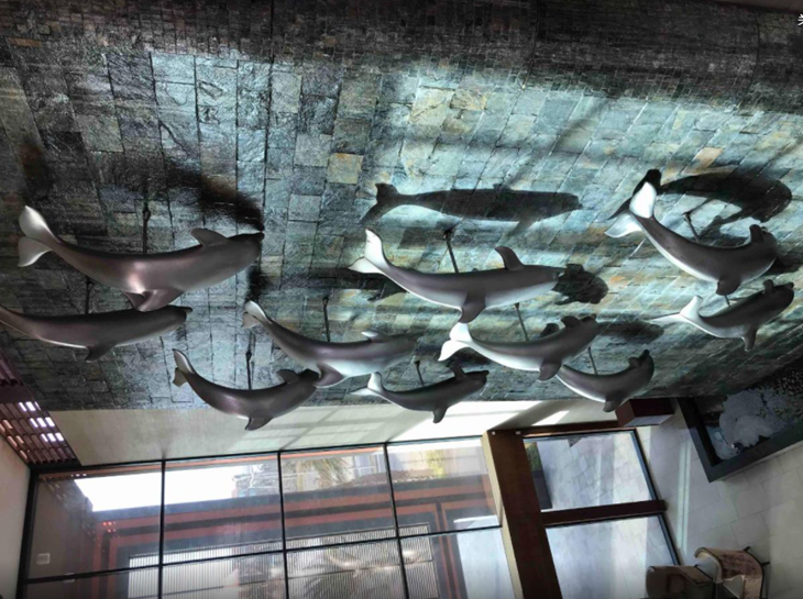 stainless steel Dophin Group sculptures Hilton Cabo Verde SAL Resort