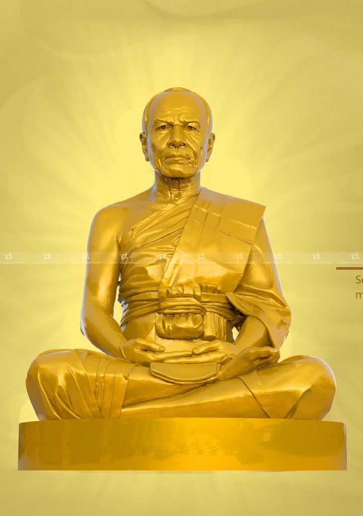 large bronze  Luang Phor Sodh sculpture, gold leaf foil gold leaf Saint sculpture, 龙婆术大师雕塑  