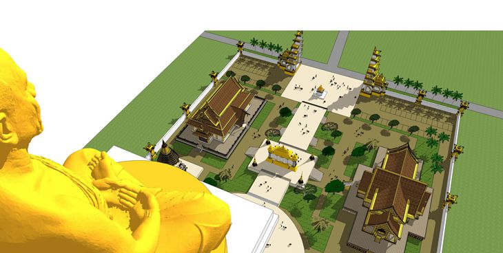 3d Rendering of the large buddha sculptures