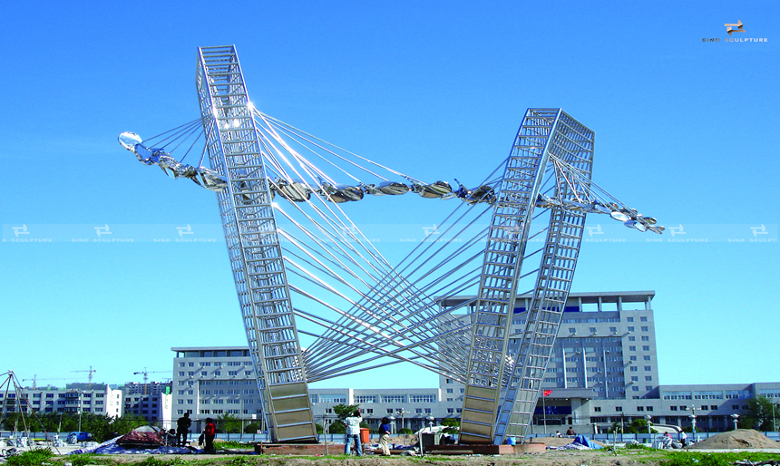 mirror stainless steel structure type urban sculpture 