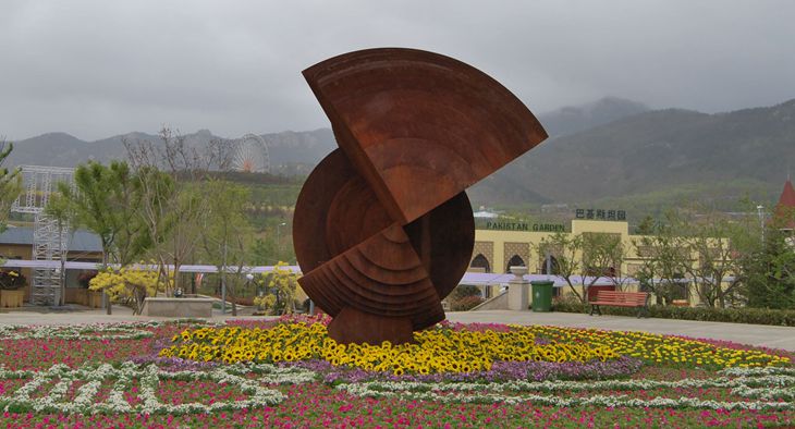corten steel sculpture for garden expo qingdao 