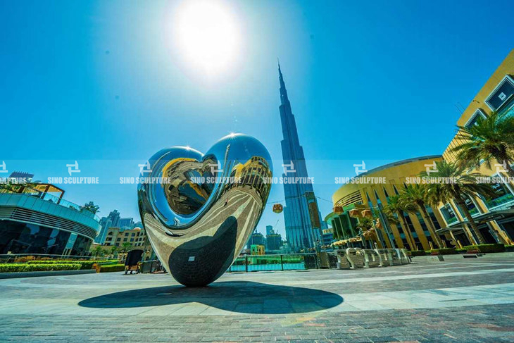 Custom Love me stainless steel sculpture in Dubai Mall
