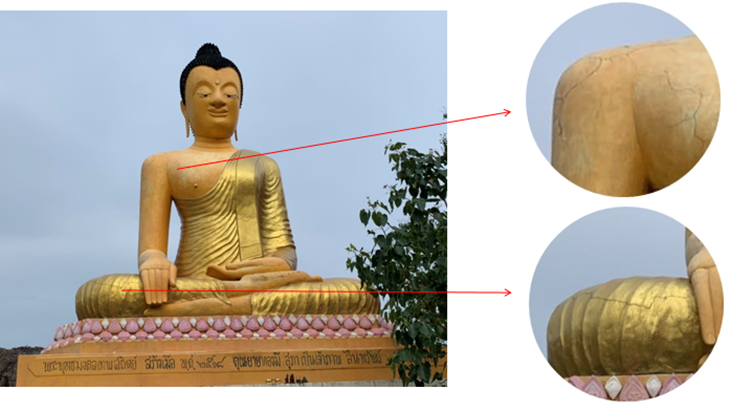 crack of concrete Buddha Statue