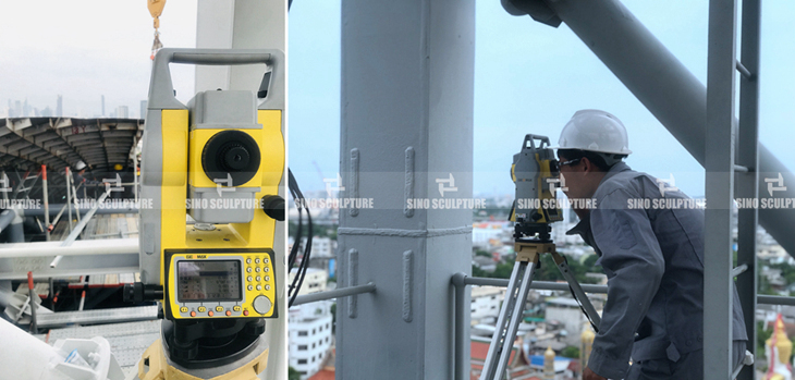 total station tenology for stainless steel statue sculpture