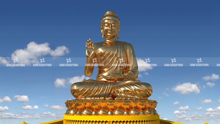 Enlargement of the Buddha to the designed size and placed on the site for overall view.