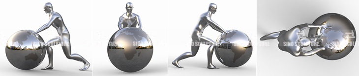 3D modelling and rendering of casted stainless steel statue