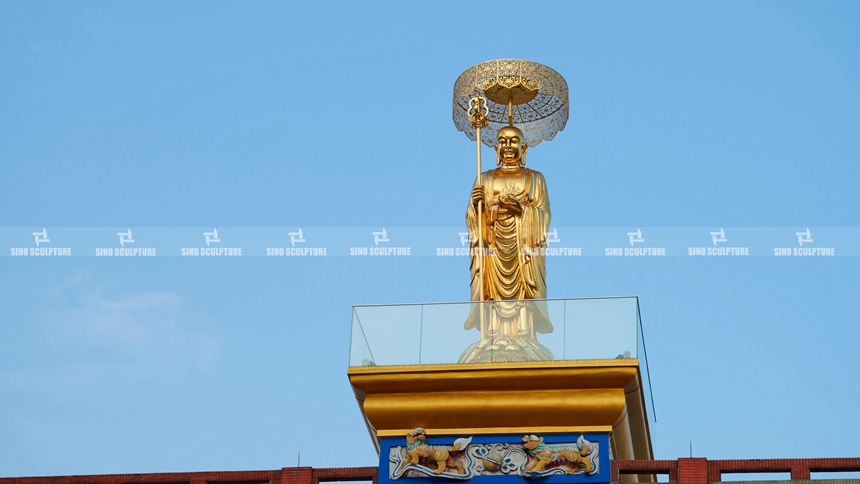 Gold leaf Bronze Ksitigarbha Buddha sculptures