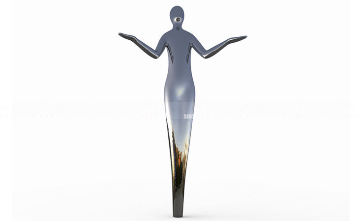 3D rendering of curved stainless steel harmony sculpture