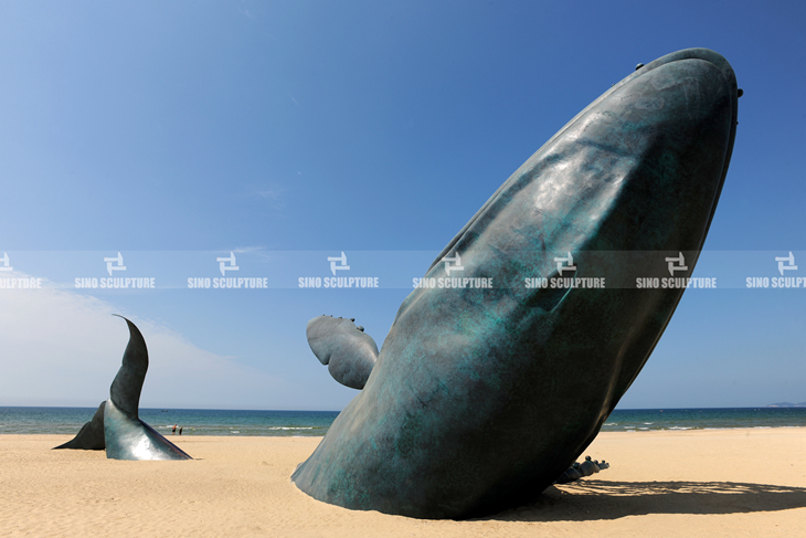 the completion of bronze whale sculpture 