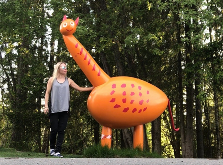 painted stainless steel animal sculpture installed in Norway