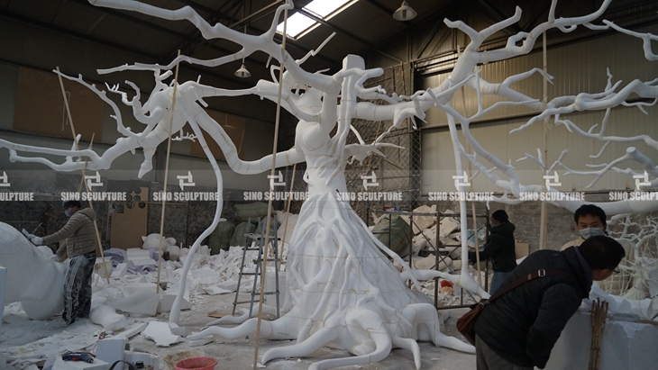 1：1 CNC hard foam model of stainless steel tree statue