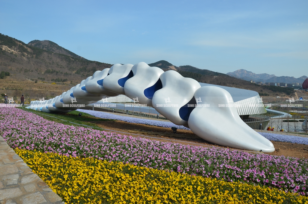 The Earth Backbone, Urban sculpture stainless steel, Qingdao Expo. 2014. 