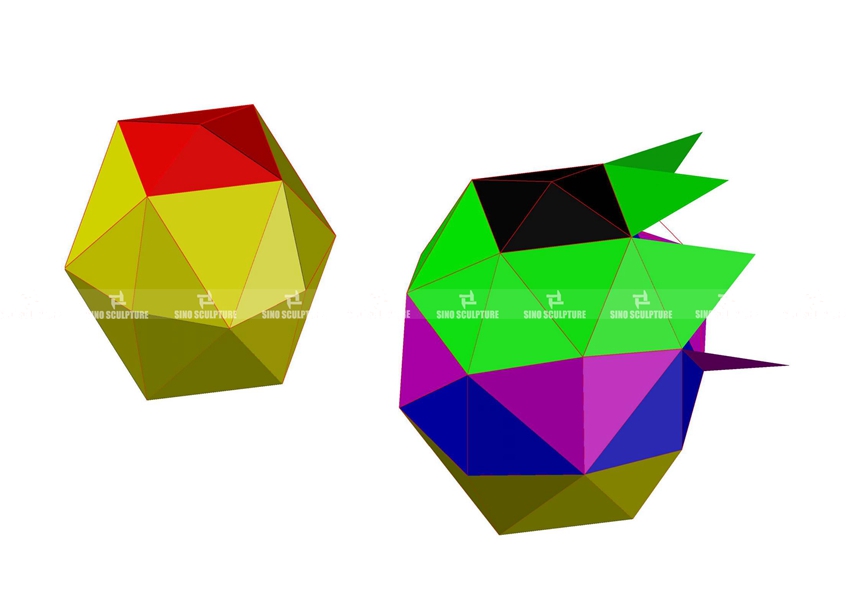 3D optimization of the bottom rocks of the bird sculpture in production process