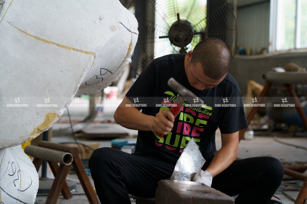 Forged stainless steel garden sculpture fabrication