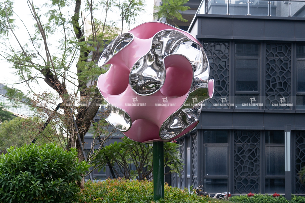 Painted stainless steel flower sculpture