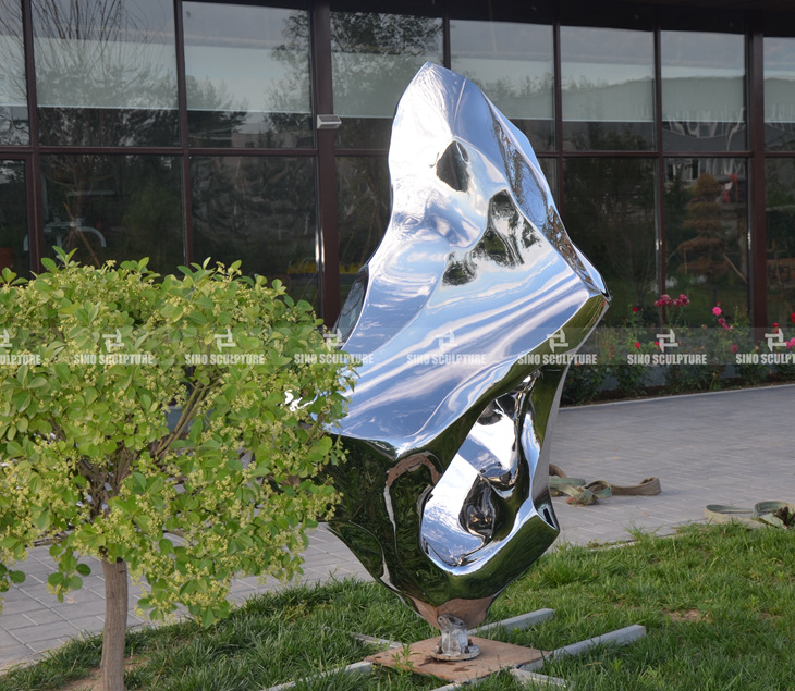 forged stainless steel stone sculpture installed in Shanghai