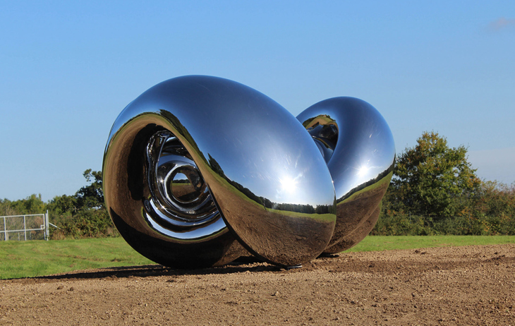 polished stainless steel monumental artwork
