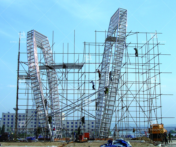 stainless steel art structure installation