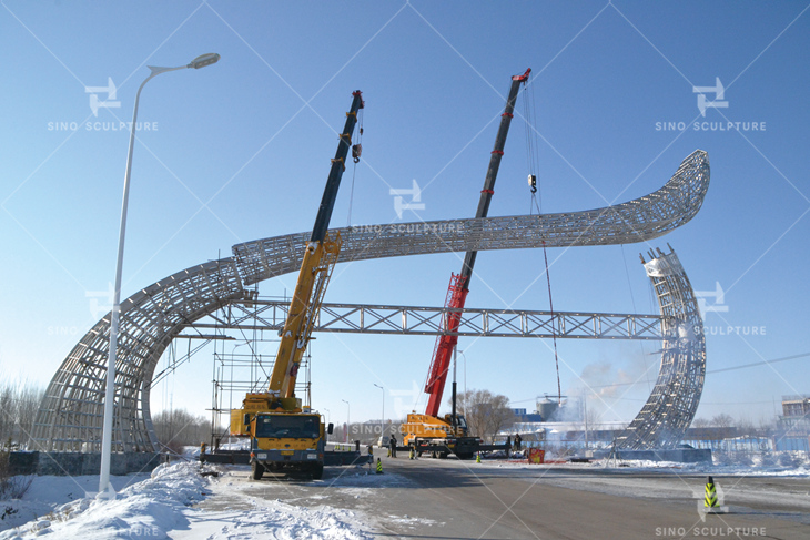 custom outdoor stainless steel structure site construction